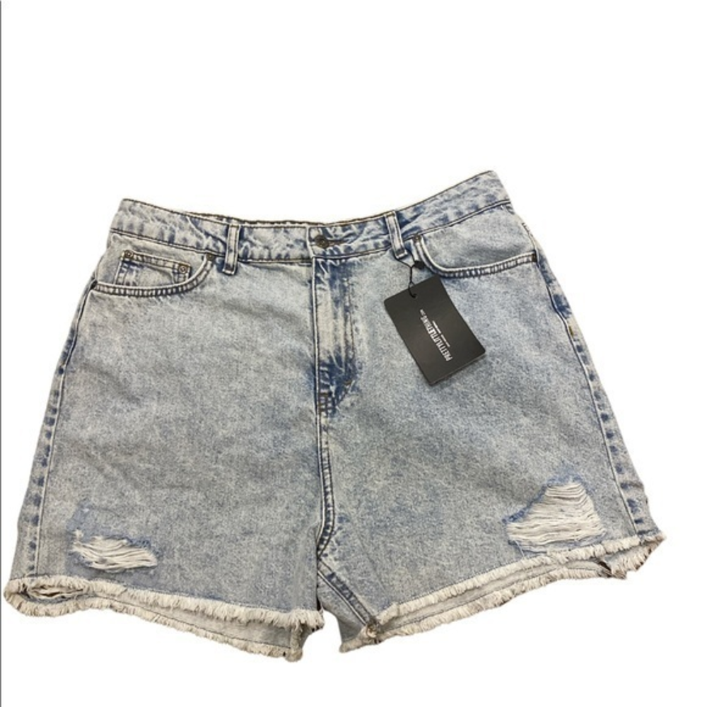 PrettyLittleThing Women’s Shape Acid Blue Wash Pocket Jean Shorts (US) Size 12
